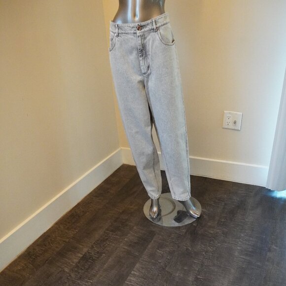Brunello Cucinelli Monili Jeans Gray Acid Wash Denim Curved Tapered Leg Size 8 - Picture 11 of 11